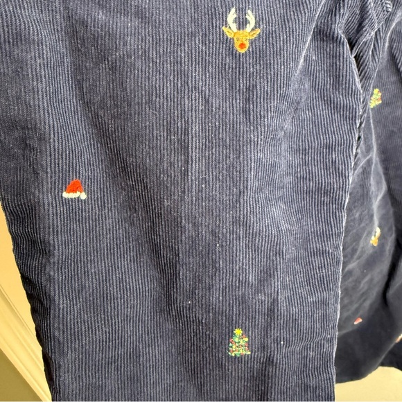 Janie and Jack Navy Corduroy Pants with Embroidered Christmas Detail Size 8 GUC - Picture 4 of 6